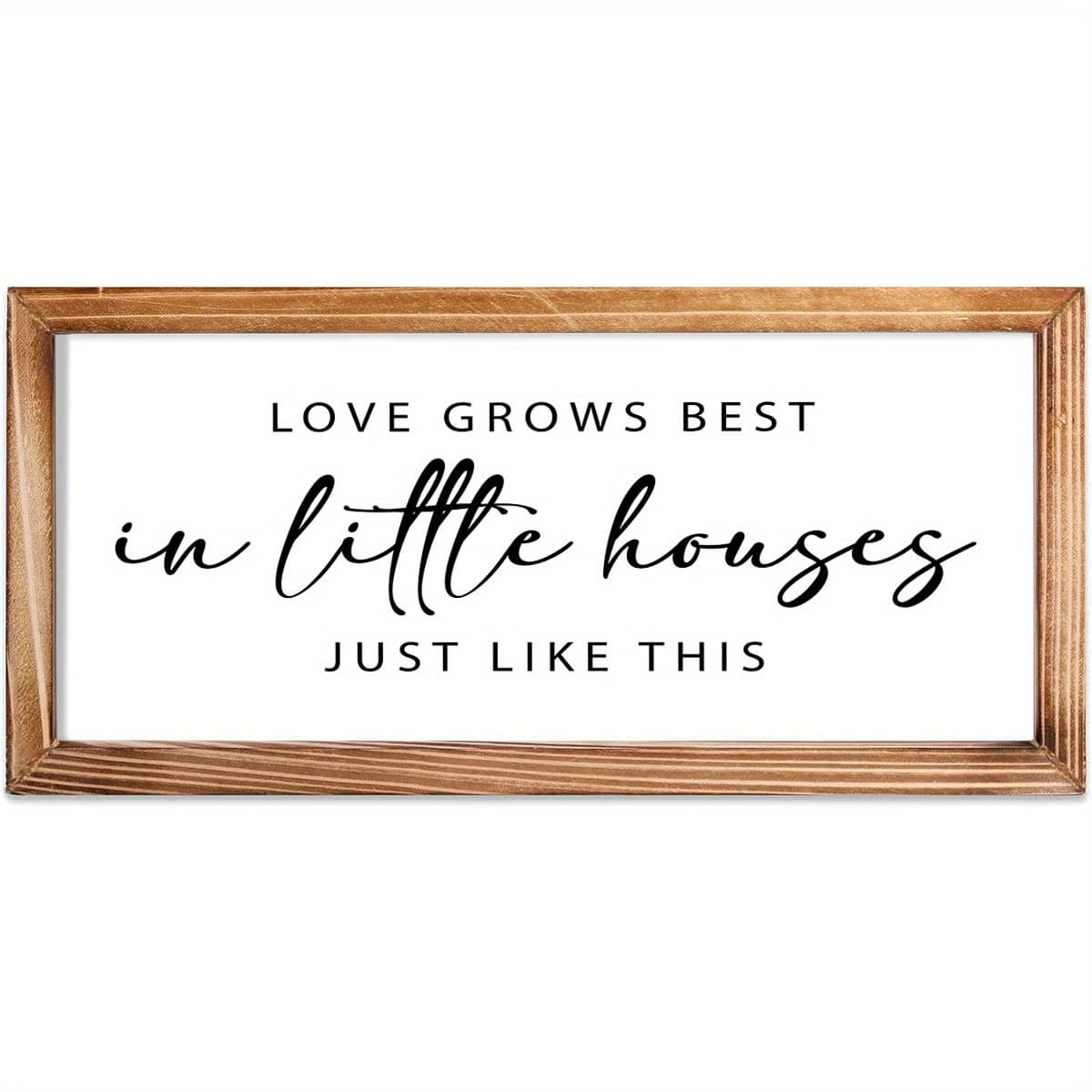 TEMU 1pc Best In Little Houses Just Wood Rustic Style Wall Décor Sign With Frame