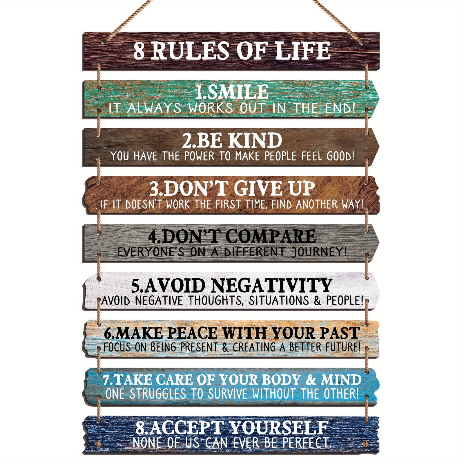 TEMU 1set Rustic Wooden Motivational Wall Decor Sign - Vintage Style With Inspirational Quotes, Office, Home, Living Room, Bedroom, Bathroom, Classroom & Gym