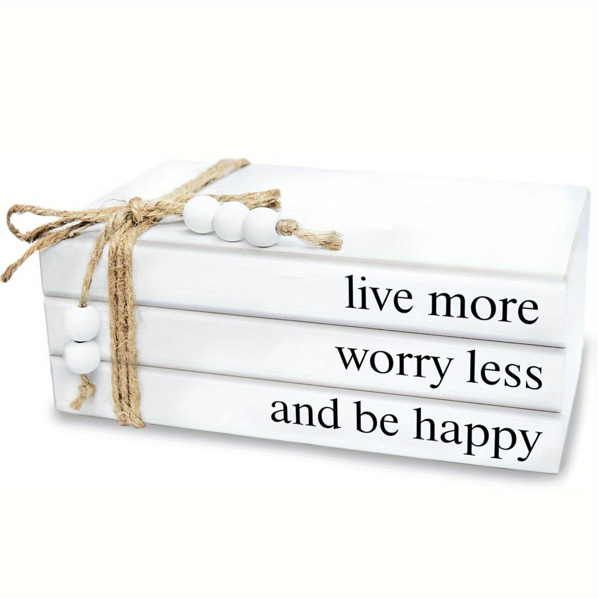 TEMU 3pcs White Decorative Books Set For Home Decor, Stacked Wood Books For Living Room Decor, Decorative Books For Display, Wood Book Stack For Shelf Decor, Mantel Decor, Farmhouse Décor