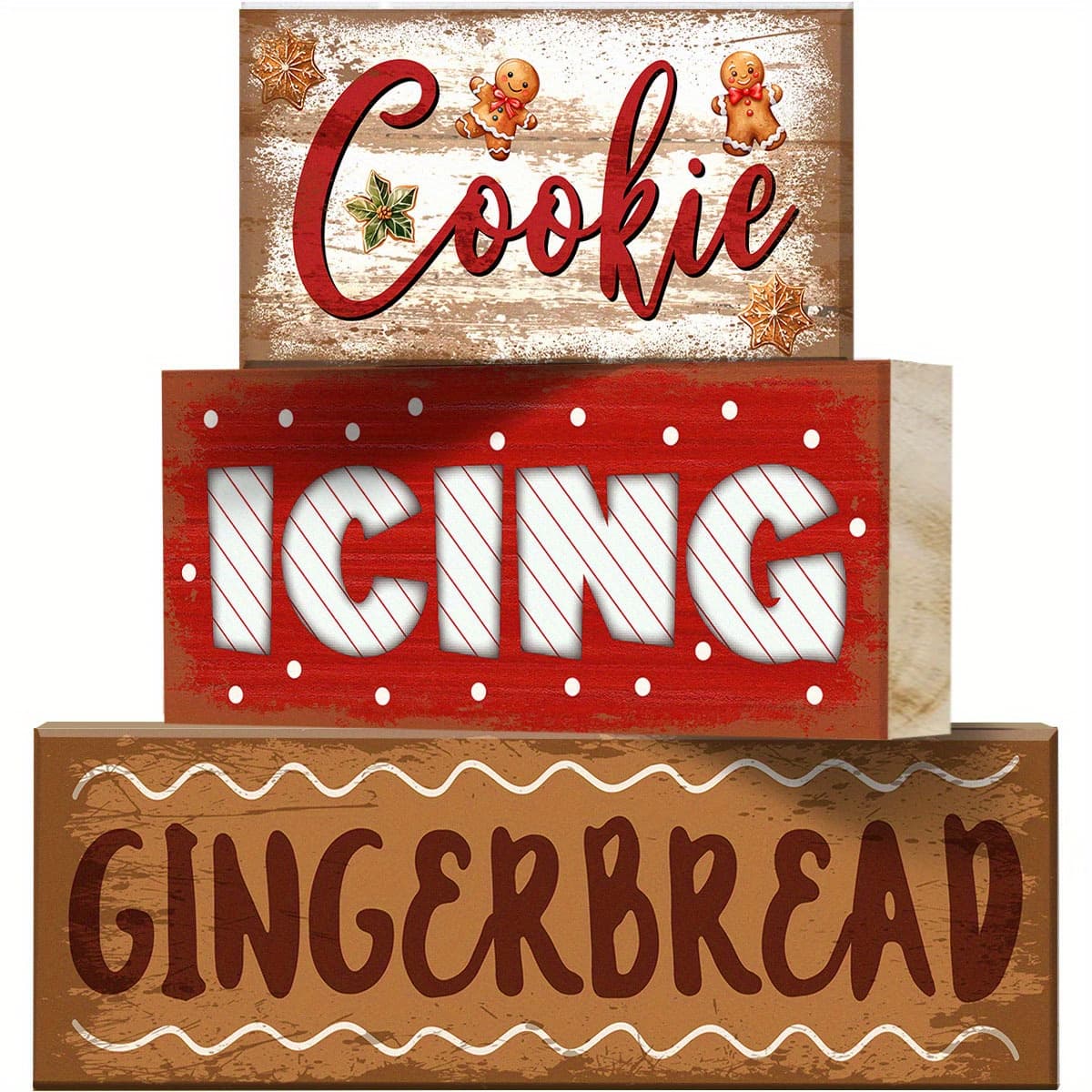 TEMU Set Of 3 Gingerbread Strip Ornaments For Christmas And Winter, Perfect For Decorating Your Desktop. And Space-saving Tray Decorations Are Ideal , Bedroom, Living Room, And Kitchen Displays