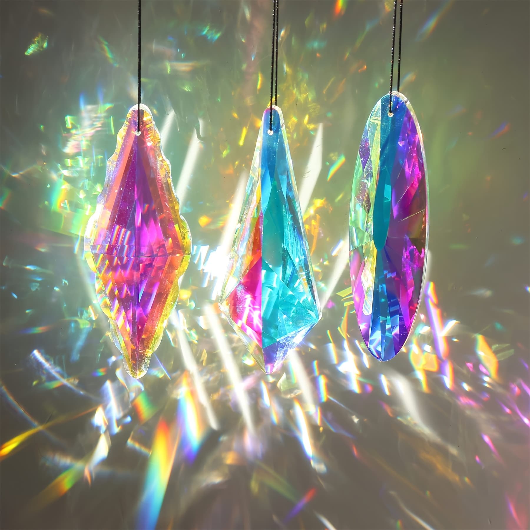 TEMU -inch Large , Suspended Light With Glass Prisms, And Rainbow Manufacturers For Rooms, Windows, Gardens, And Fantasy Aesthetic Home Decor