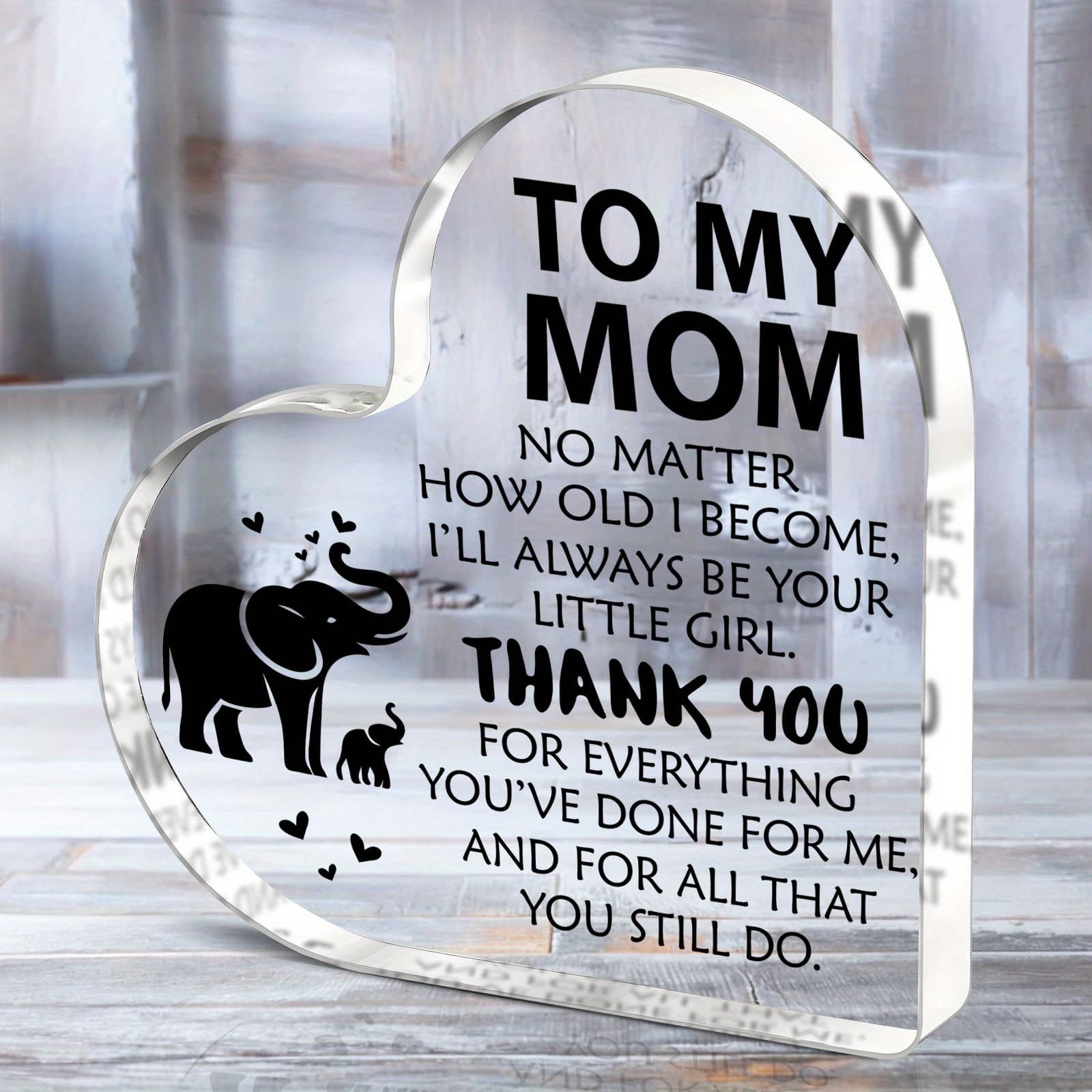 TEMU 1pc Mom Appreciation Gift - Heart-shaped Acrylic Plaque With Design - Day, Valentine's Day & Birthdays - Daughter To Mom Message - Ideal Keepsake From Son Or Daughter, Day Gifts For Mom
