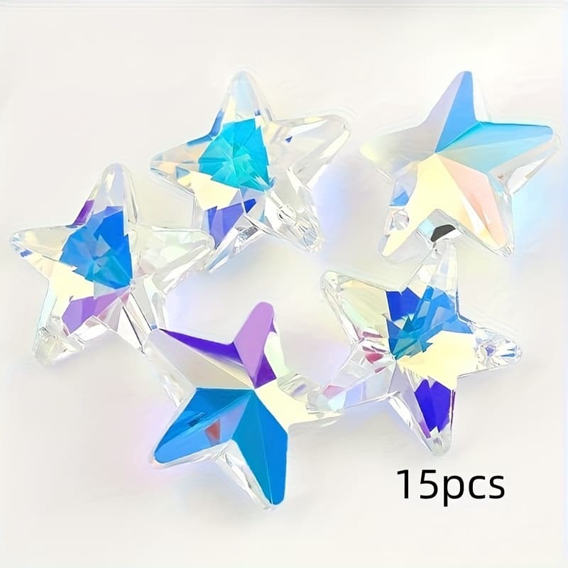 TEMU 15pcs Crystal Beads Set, 18mm Ab Glass Pentagram Charms For Jewelry And Earrings Crafting