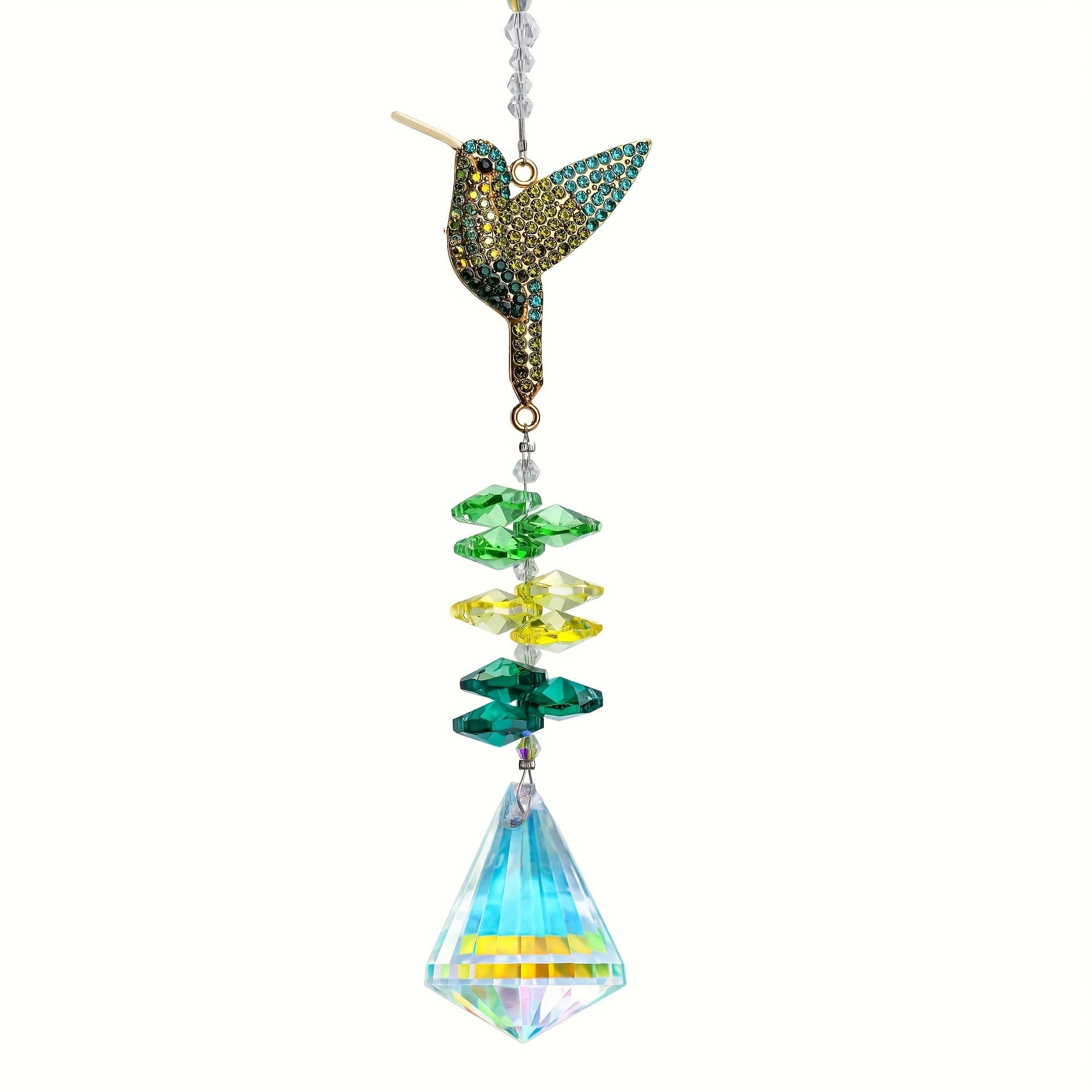 TEMU 1pc Catchers Prism Ornaments Colored Diamond Decoration Prism Windows Wall Home Wedding Hanging (hummingbird Bee )