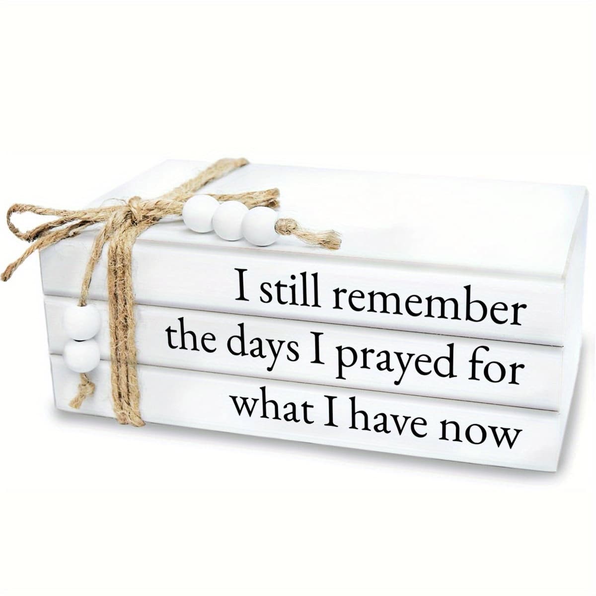 TEMU 1set Wooden Decorative Books Stack Rustic Home Decor Stack Verse Sign White For Decor Shelf, For Home Office Desk Study Bookshelf Decoration Christmas Gift Thanksgiving Gifts Presents