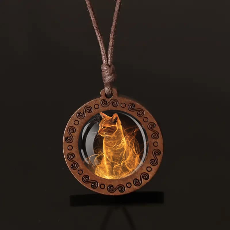 TEMU A Cat At A Wooden Pendant Necklace, Unisex, With An Adjustable Cord, Suitable For Everyday Wear And Holiday Gifting.