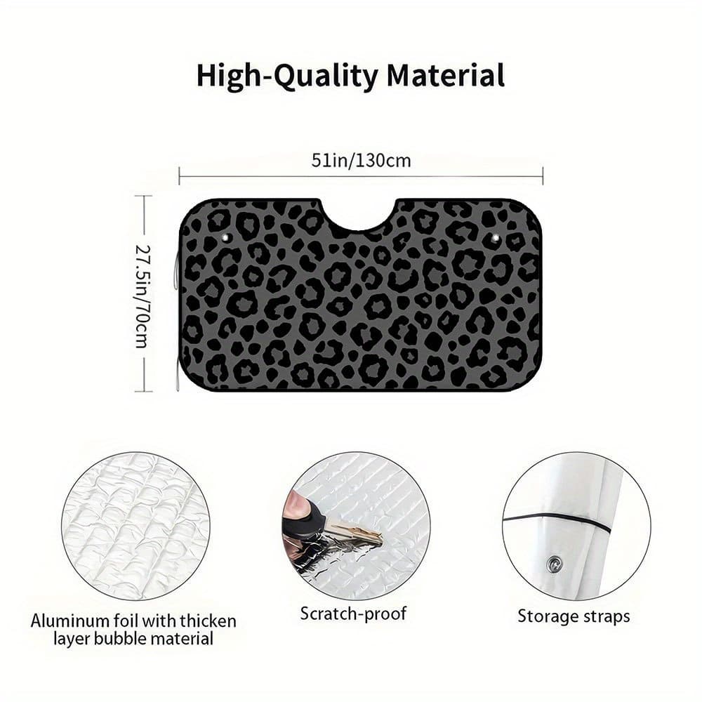 TEMU 1pc, Leopard Grey Animal Texture Design Car Windshield Sunshade, Foldable And Space Saving, Ideal For Blocking Heat And Sunlight, Perfect For Busy , Cars, And Trips