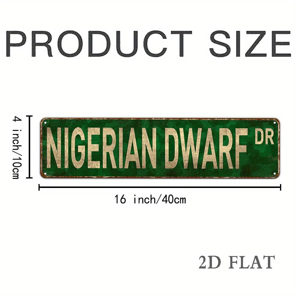 TEMU 2d Flat - Vintage Nigerian Dwarf Goat Metal Sign - 3.94x15.75 Inches, Rustic Green And White Wall Decoration With A Background, Great For Garage, Home, Or Garden, Gift, Metal Wall Art Decoration