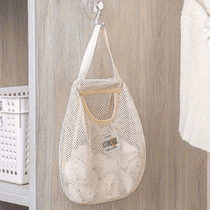 TEMU 1pc Japanese Canvas And Underwear Storage Bag - Wall-mounted, Diamond-free Dormitory Storage Bag, Multi-functional Space-saving Solution, Suitable For All Room Types