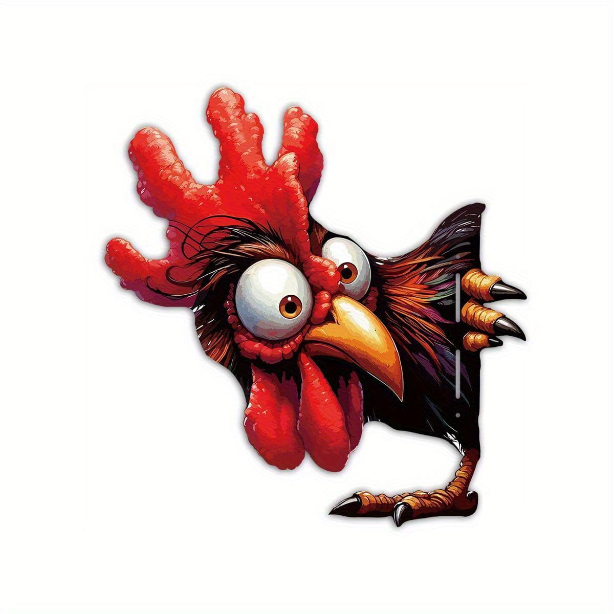 TEMU Whimsical Rooster Metal Wall Art - Weather-resistant Outdoor Garden Fence Decor For Patios, Yards, And Farmhouse Style | Chicken Design | Durable Outdoor Art, Chicken-themed Decoration