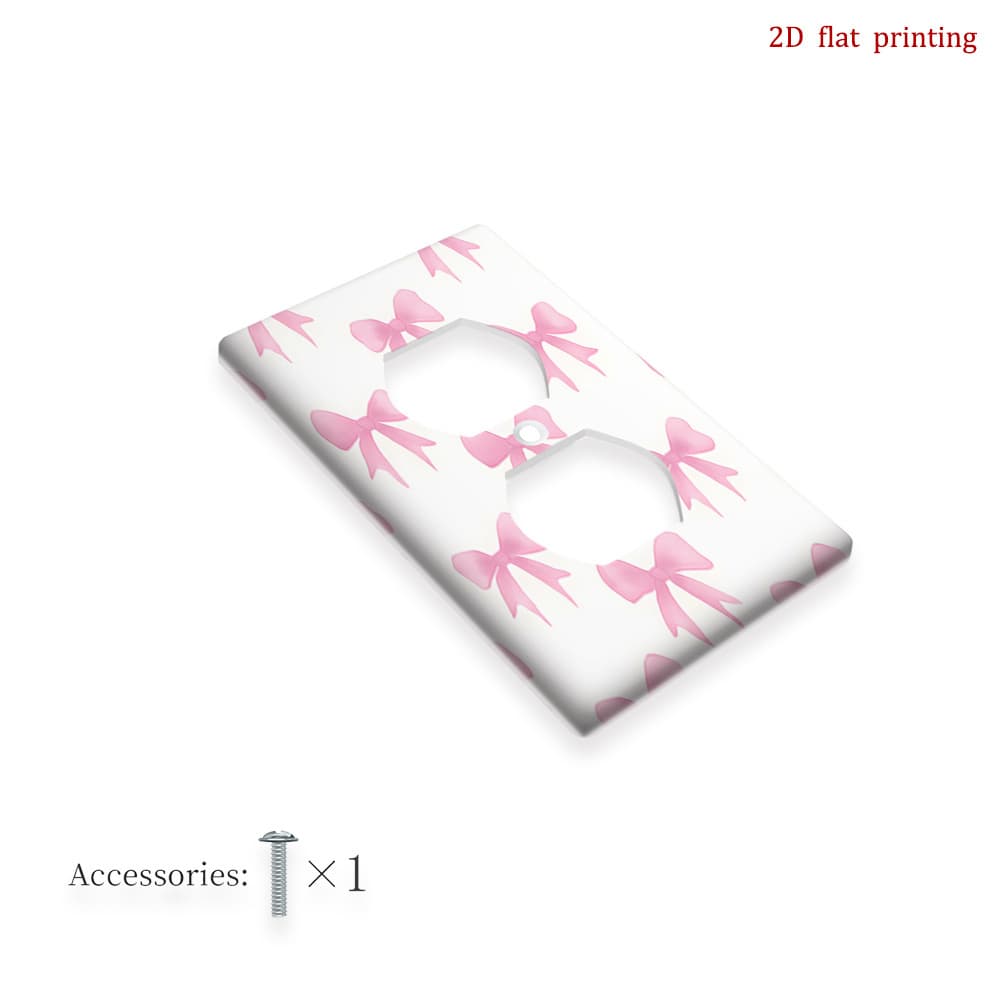 TEMU 1pc Bow Pattern Light Switch Cover Compatible For Single/double Rocker/decouver/ Switches - Decorative Bow Wall Plate For Country, Modern, Farmhouse Cover, 2d Flat