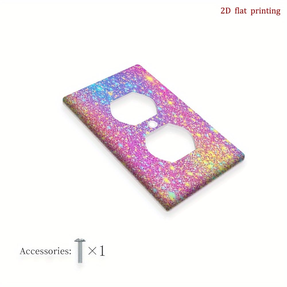 TEMU 1pc Sparkling Glitter Light Switch Plate Cover Compatible For Single/double Switches, Glittery Wall Plate With , Bedroom/bathroom/living Room Décor, Panel Cover, 2d Flat