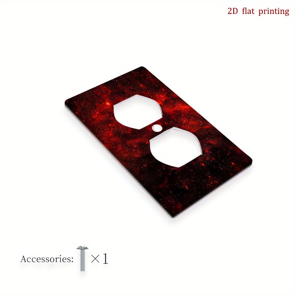 TEMU 1pc [2d Flat Printing] Red Starry Sky Interesting Unique Panel Outlet Cover, Bedroom Kitchen Home Decor Wall Plate Decoration