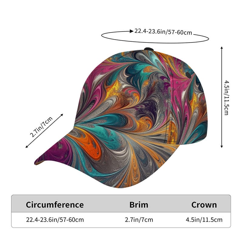 TEMU 1pc Colorful Abstract Classic Baseball - Lightweight Duckbill Hat, Adjustable Design For Daily Wear, Ideal For Traveling