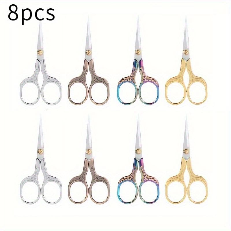 TEMU 8 Vintage Stainless Steel Precision Embroidery Scissors - Essential For Tailoring And Sewing, Ideal For Cutting Fabric And Wire - Sturdy Manual Metal Series