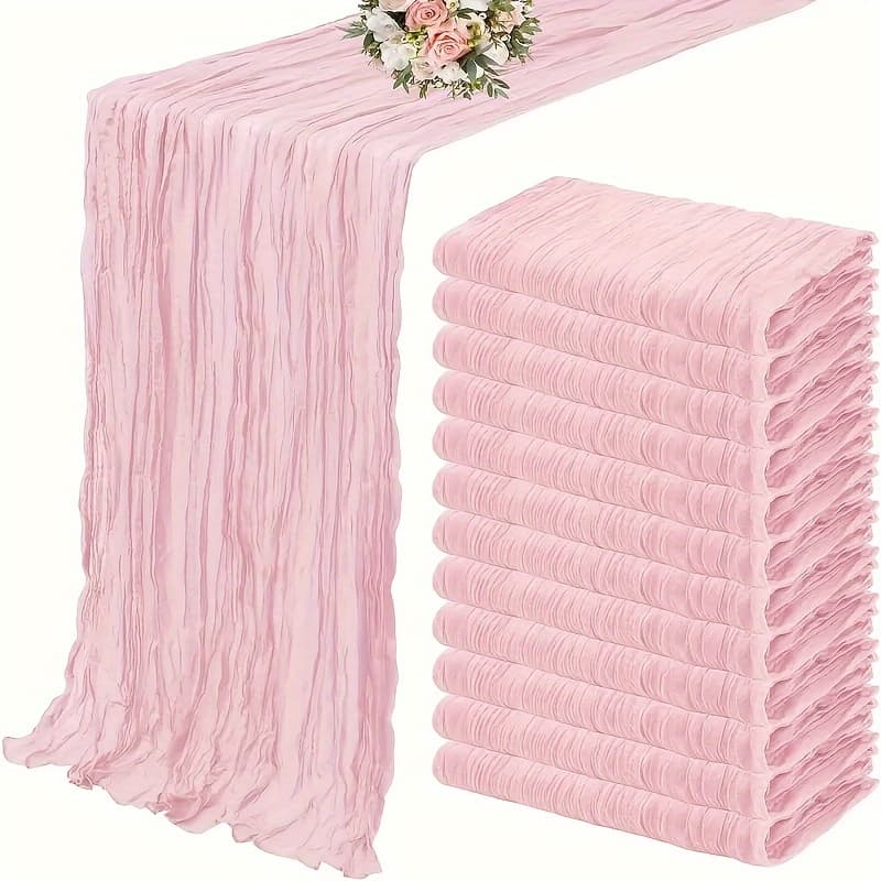 TEMU 12pcs Elegant Polyester White Tablecloth Set - Small Table Runner, Durable Fabric For Weddings, Birthdays, Home Decor - Rectangular, Polyester Covering Autumn Table Runner