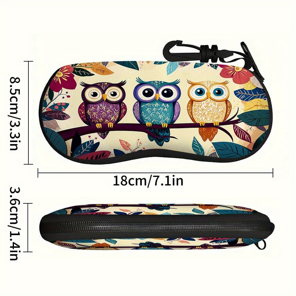 TEMU 1pc 1pcs Cute Owl-shaped Glasses Case Suitable For Reading Glasses, Eyewear Holder - Portable Box For &, Owl-themed Accessory