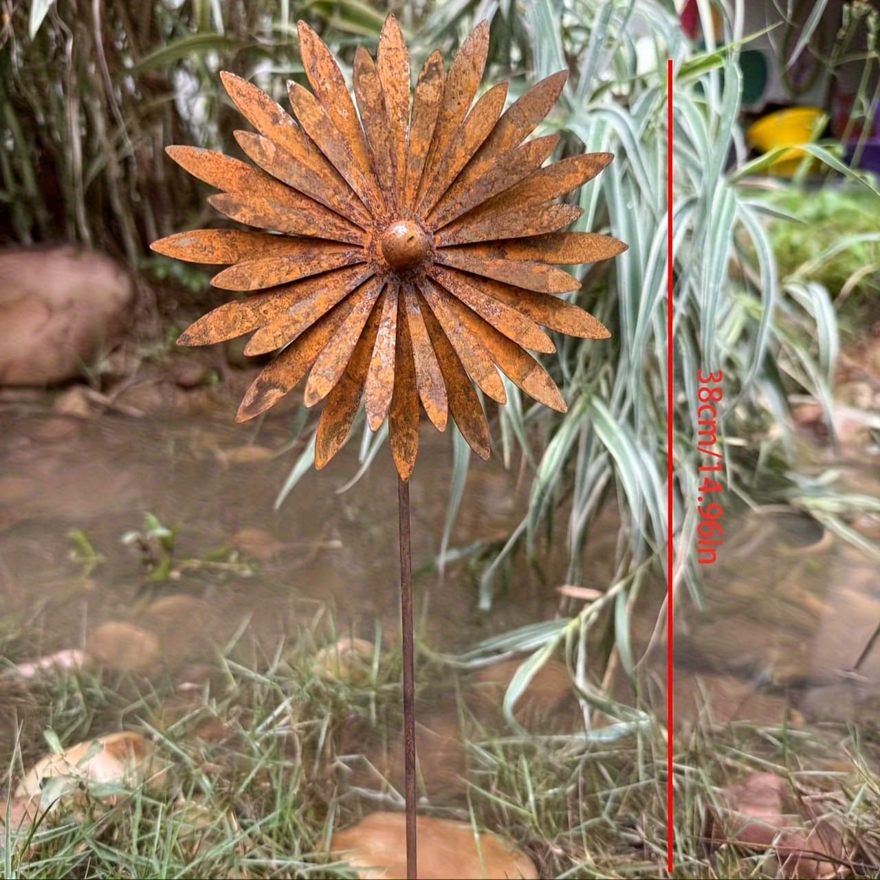 TEMU Vintage Garden Decoration Must-have! Heavy-duty Metal Stakes With Exquisite Floral Patterns Stable Support. Adds Ancient Charm To Flower Beds, Enhances Potted Style. Install; Outdoor Decor .