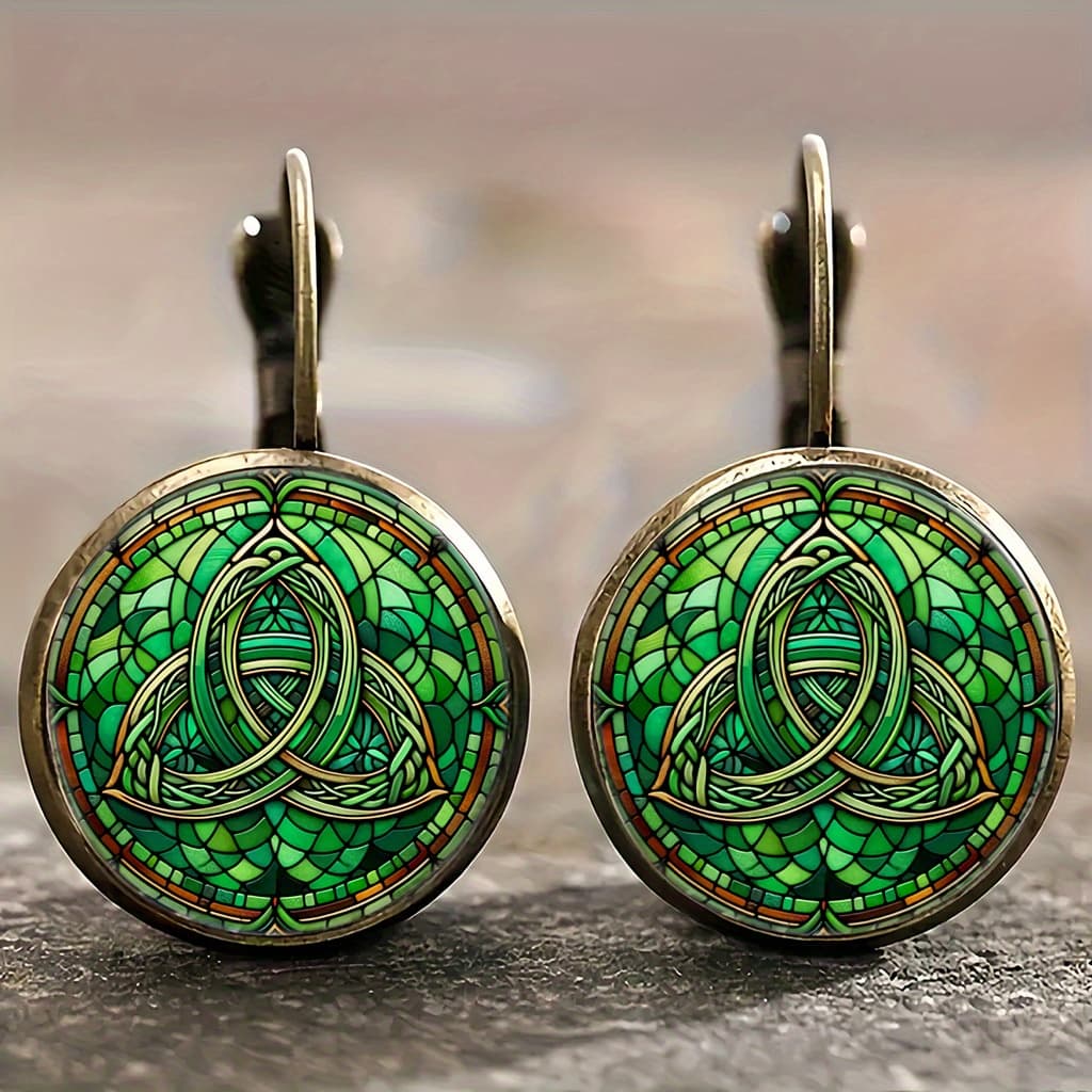 TEMU Alloy Knot Earrings - Green Retro Round Studs, Vintage Jewelry For, Gift For ’s Day, Weddings & Daily Wear, Durable & Versatile Accessories, For Teenager