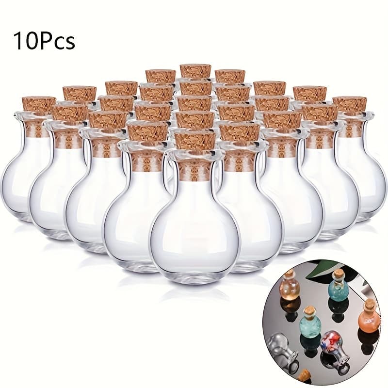 TEMU Set Of 10 Tiny Glass Containers With Cork Stoppers, Ideal For Miniature Potion Displays, Wedding Favors Or In Your Home, Office, Or Desk.