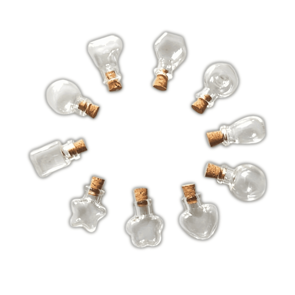 TEMU 10pcs Random Mini Glass Wishing Bottles With Wooden Stoppers - Perfect For Crafts, Perfume, Aromatherapy And Essential Oils - Favors