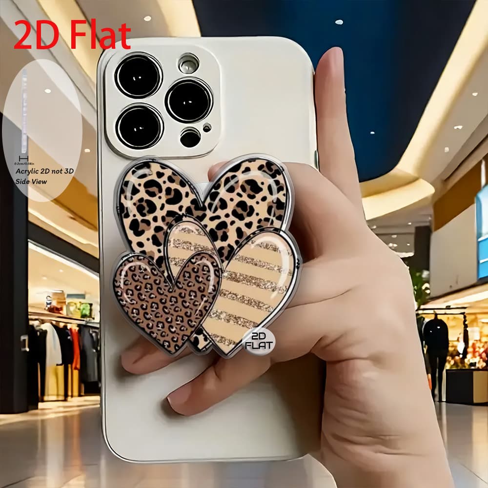 TEMU Of A 2d Flat Fashion Leopard , A Retractable Acrylic Mobile Phone Holder, And A Pop- Stand
