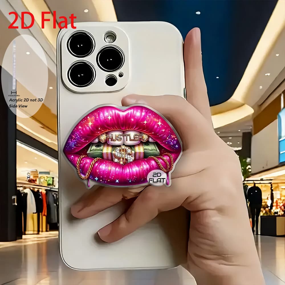 TEMU 2d Flat Fashion Luxury Art Acrylic Retractable Mobile Phone Holder, Pop-up Mobile Phone Holder