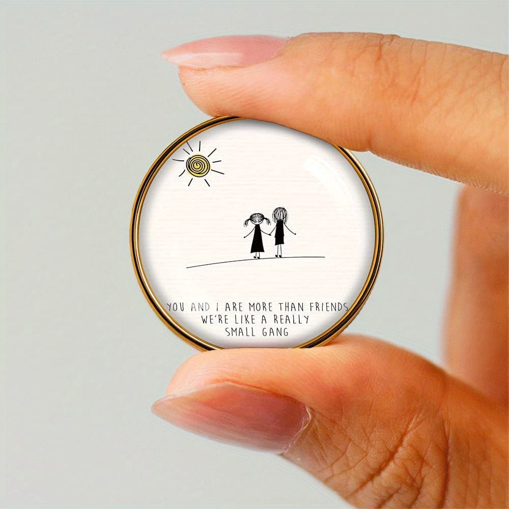 TEMU 1pc Minimalist Alloy Badge, For Friendship, Small Group, Easy, Hand-painted, Daily Wear Additions, 4 Geometric Round Brooch Fashion Trend Novelty Unique Badge For Gift Clothing Hat Bag Additions
