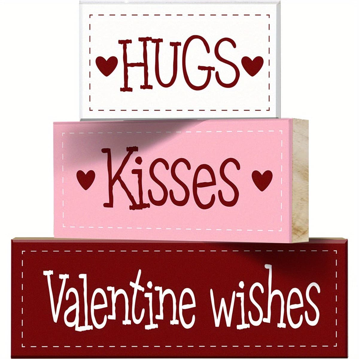 TEMU 3pcs Valentine's Day Wooden Block Decor, Love Mini Desktop Decoration Wedding Tiered Tray Decor For Bedroom Living Room Kitchen Party Decor Valentine's Day Decoration