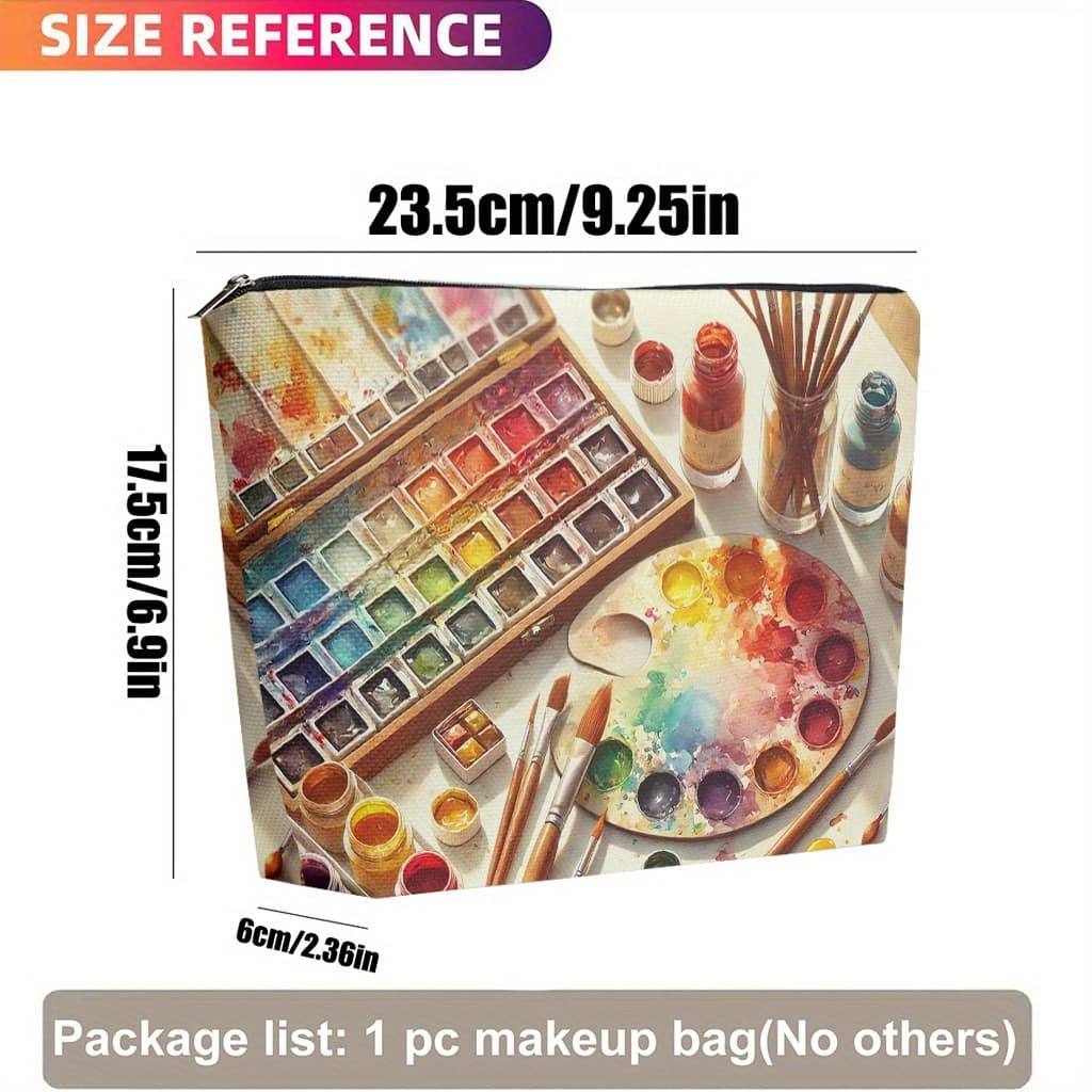 TEMU Makeup Bag 1pc, Art Supplies And Tools Cosmetic Bag, Linen, Foldable & Portable Toiletry Bag Use For , Zipper Closure, Travel Storage/daily, Gift For , Christmas, Birthdays, Graduations, Holiday