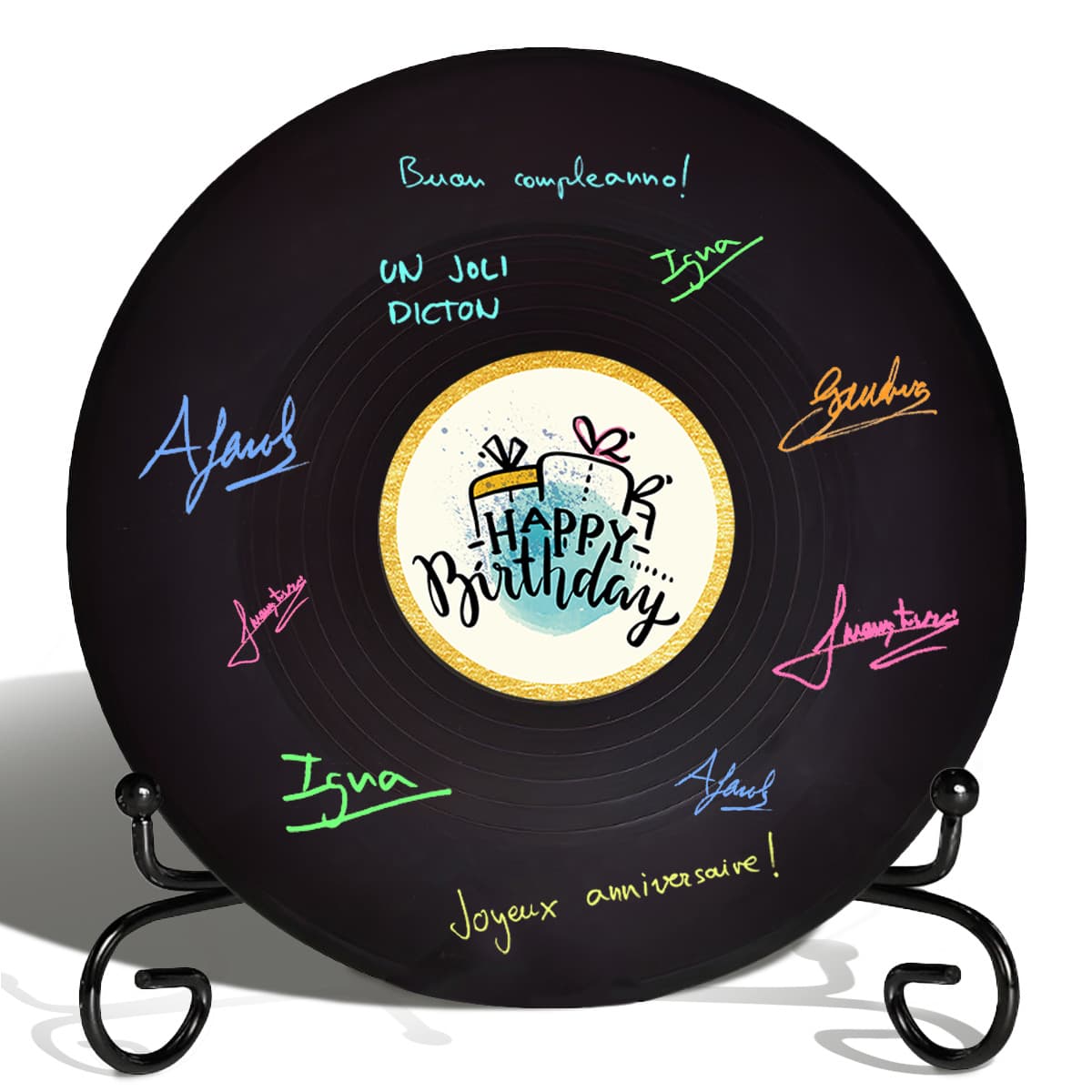 TEMU 1pc Vinyl Record Birthday Guestbook, Birthday Party Decoration (with Stand), Vintage Party Favor, Unisex Party Supplies, Birthday Gift