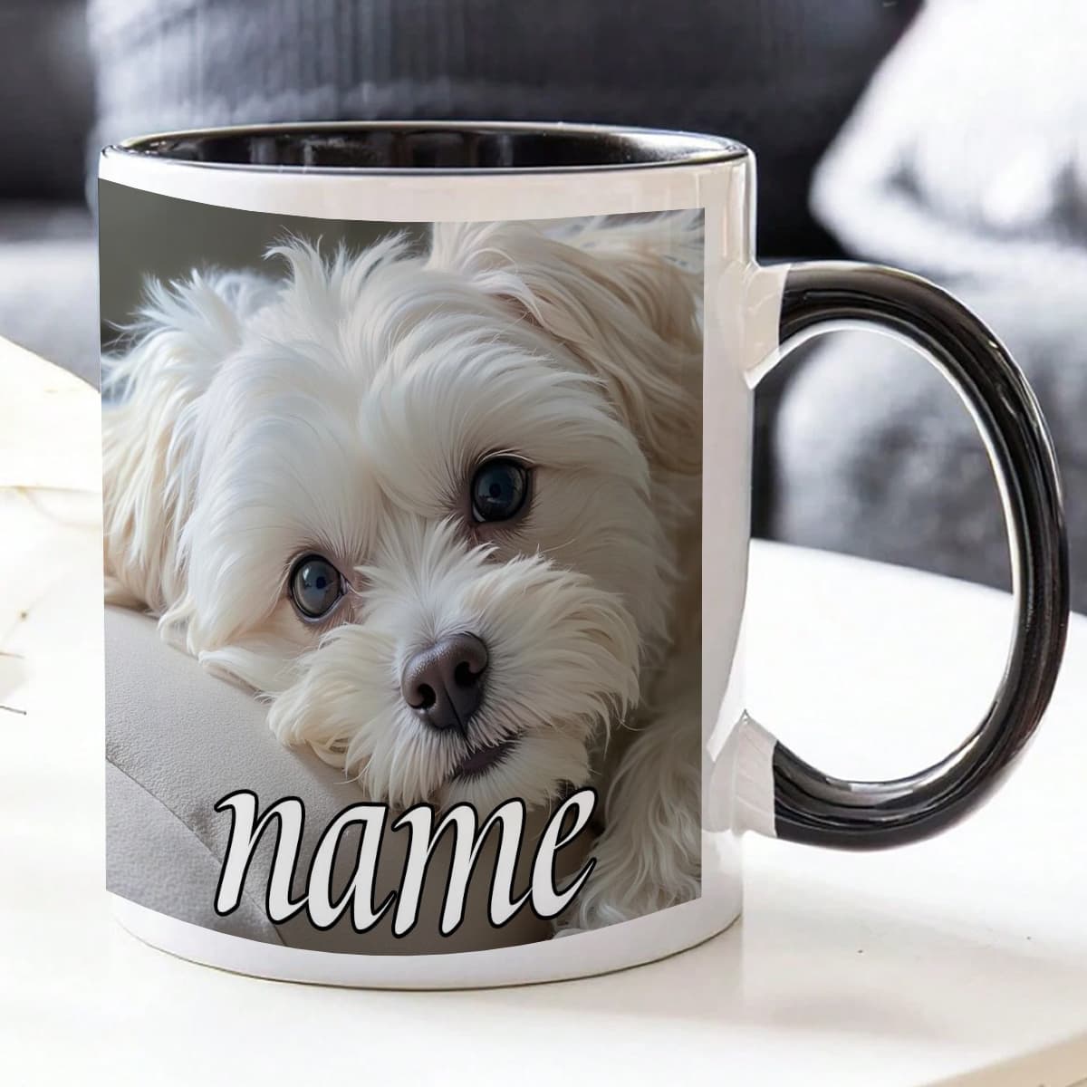 TEMU 1 Customizable Cute And Durable White Mug, 11-ounce Cartoon Anime Ceramic Coffee Cup With Name Personalized Autumn Gift, Birthday Gift, Anniversary Souvenir, Hot And Cold Drinks, Juice, Milk
