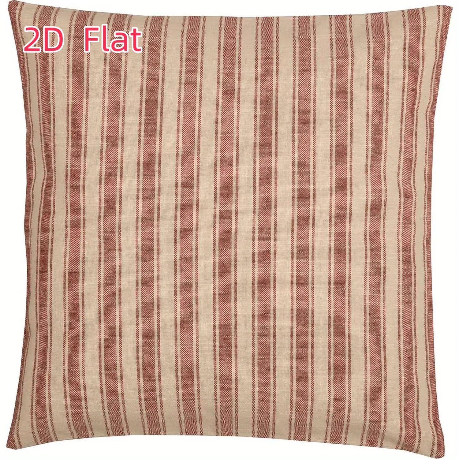 TEMU 2d Flat Print Not 3d 1pc Cream Striped Pillowcase, Suitable For Living Room, Christmas, Patriotic Home Decor - Compatible With Standard Pillows, Seasonal Decor