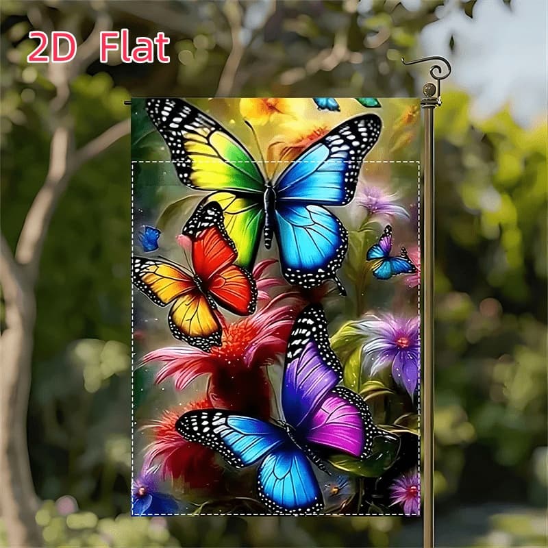 TEMU 2d Flat, 1pc Of Colorful And Flower Diamond Garden Banner-double-sided Country Style, Spring And Summer Outdoor Decoration Suitable For Terrace, Courtyard, Porch 2d Flat, 2d Flat