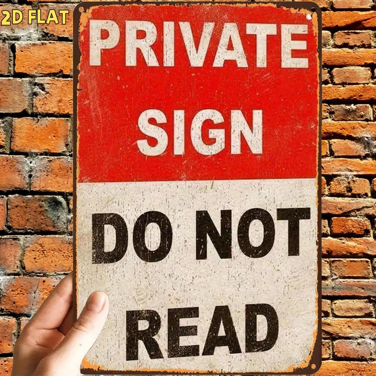 TEMU 2d Flat, 2d Flat,1pc, Retro Private Sign Do Not Read Metal Iron Sign, Pre-drilled Holes, Suitable For Indoor, Garden,outdoor, Home, Office, Toilet Decoration, 2d Flat