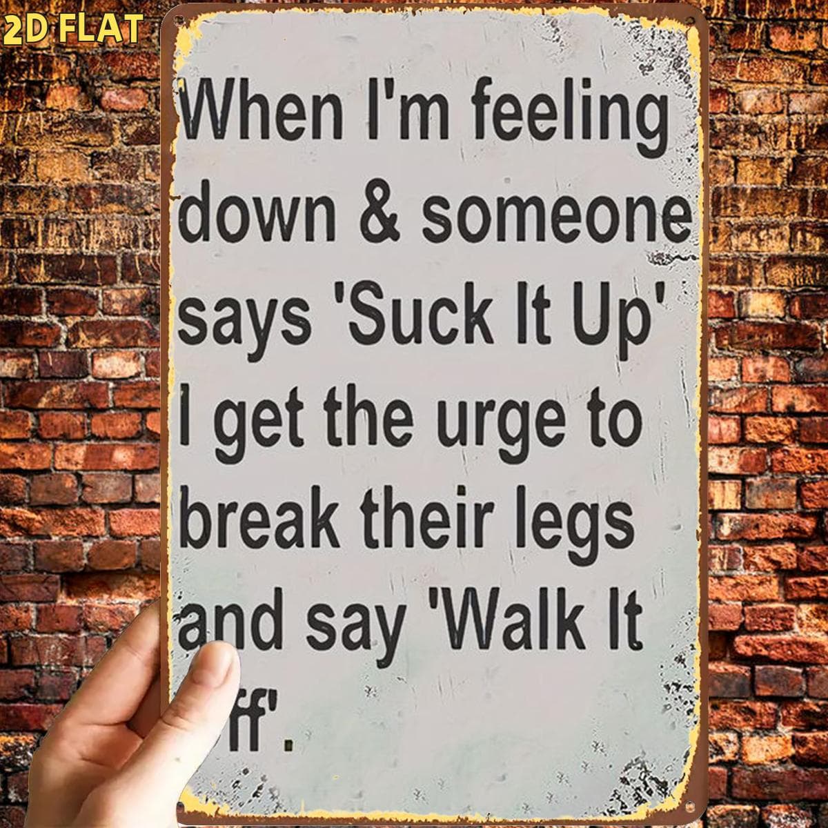 TEMU 2d Flat, 2d Flat,1pc, Funny Rustic Metal Sign Quote Iron Sign, Pre-drilled Holes, Suitable For Indoor, Garden,outdoor, Home, Office, Toilet Decoration, 2d Flat