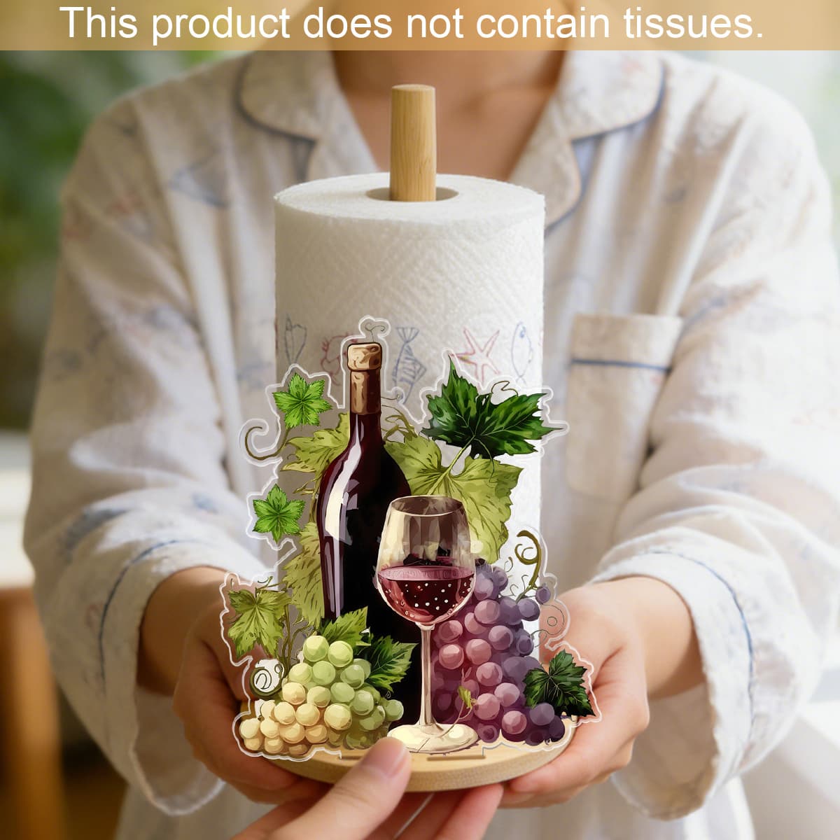 TEMU Wooden Kitchen Paper Towel Holder, Acrylic Wine Divider, Kitchen Storage, Decoration, Gift.