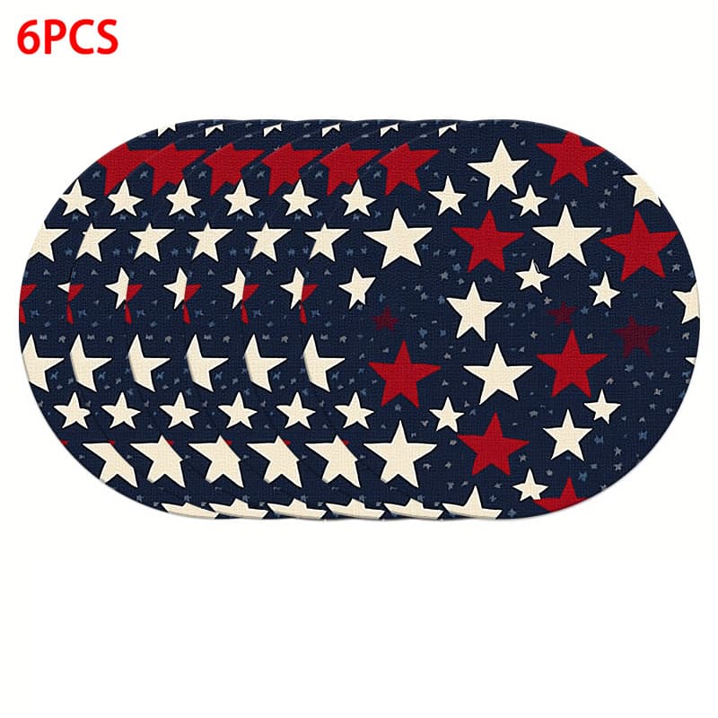TEMU 4/6pcs A In Patriotic Red, White, And Blue. 2d Print Design Placemats Kitchen Decor, Kitchen Decor And Accessories