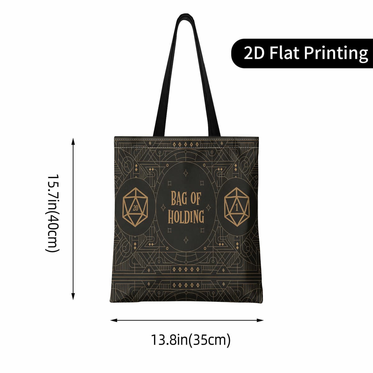 TEMU 1pc Dice Bag Of Holding | Decorative Pattern Print Tote Bag, Open-, Sturdy Shopping Bag For Work, Travel, Gifts For