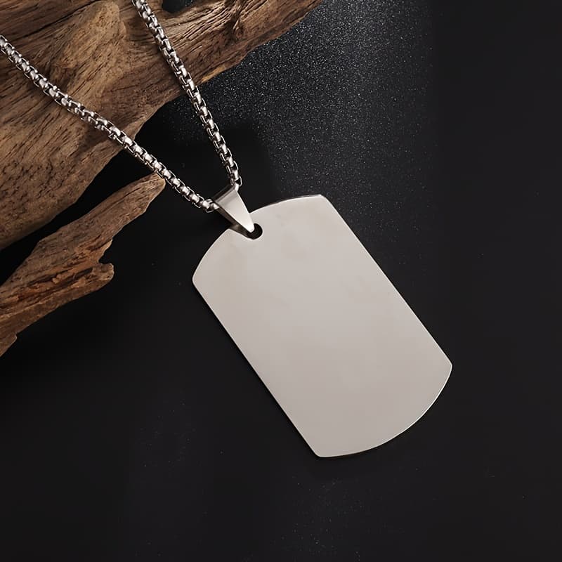TEMU 1pc 304 Stainless Steel Simple High Quality Polished Square Pendant Necklace Men And Women Trendy Matching Costume Jewelry