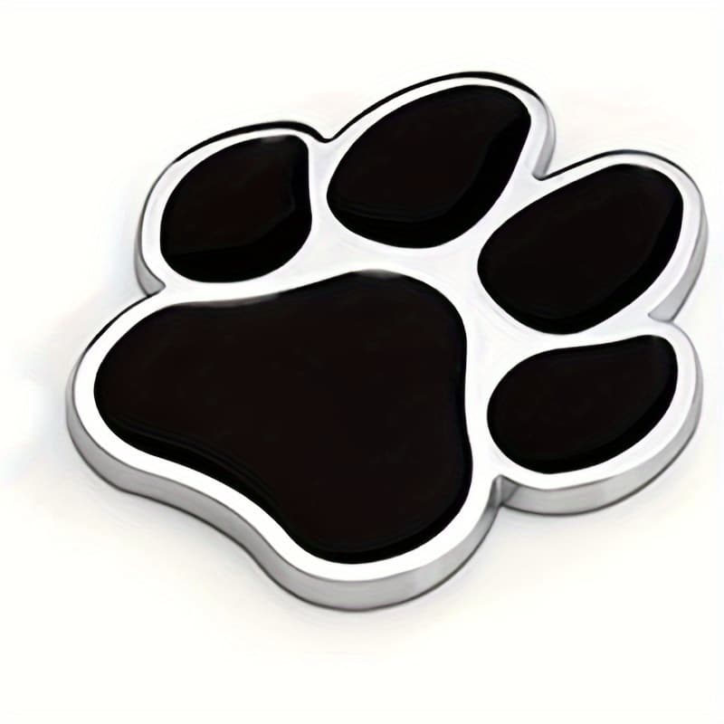 TEMU 3d Chrome Dog Paw Car Decal - Metal Footprint Sticker For Cars & Motorcycles, Exterior Accessory