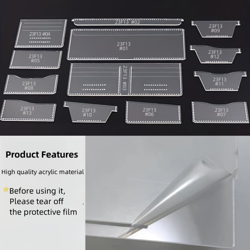 TEMU 13pcs/set Wallet Pattern Stencil Template Set Universal Short Clip Template Pattern Sewing Stencils Diy Set Christmas Present, Diy Wallet Making
