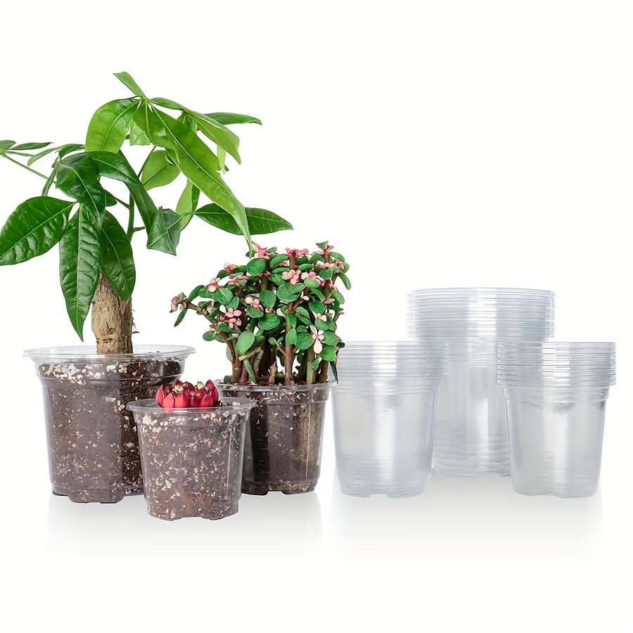TEMU 30 Packs 5/4/3.5 Inch Reinforced Clear Nursery Pots With Drainage Hole, Transparent Nursery Pots Pack Plastic Plant Pot Seedling Planter Seed Starter Pots Flower Pot