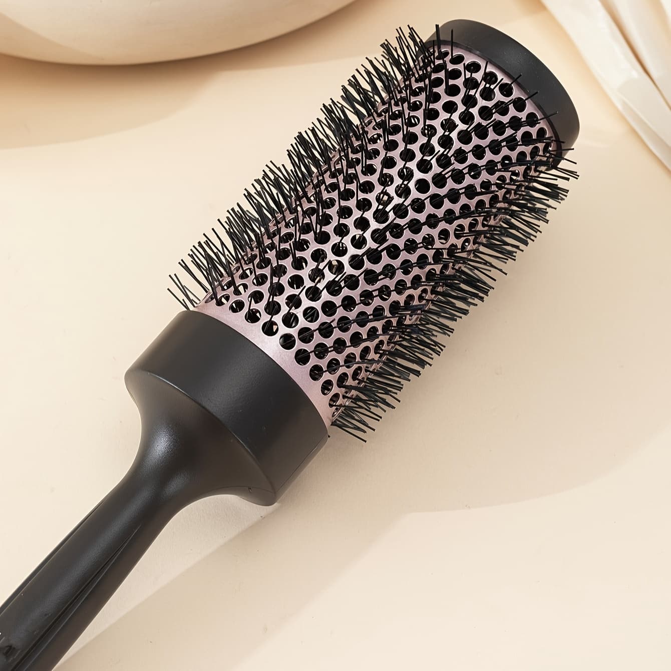 TEMU 1pc Professional Salon-quality Round Styling Brush With Nylon For Blowouts & - Abs Handle, Ideal For All Hair Types, Hair Brush