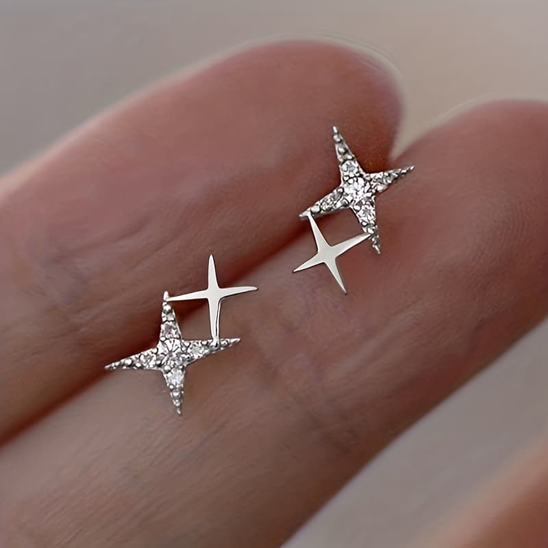 TEMU Zirconia Stud Earrings For Women Proposal Engagement Party Jewelry