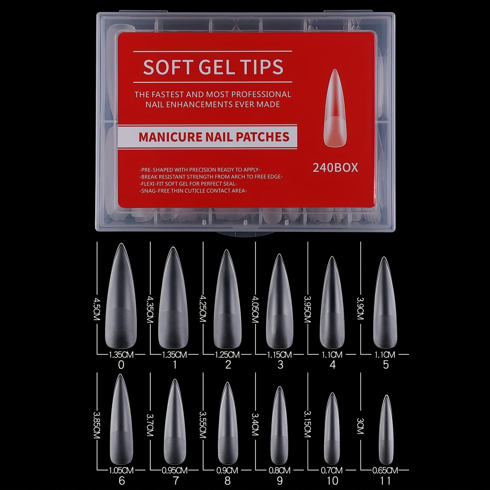 TEMU 4.5mm Long Pointed Nails 240pcs