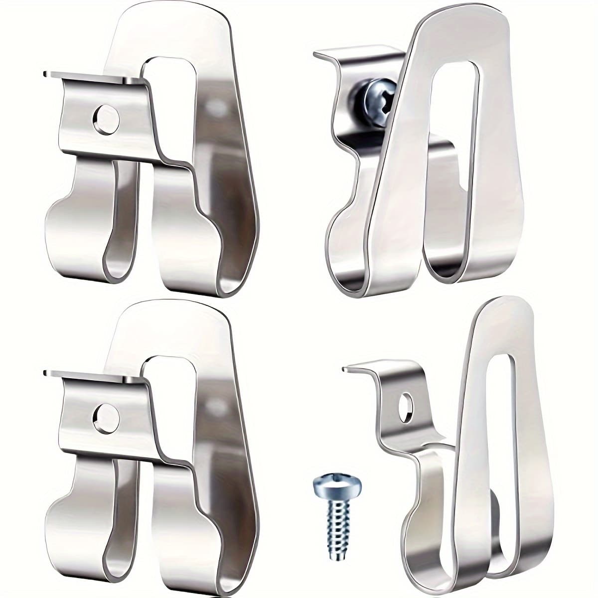TEMU 4pcs Durable Stainless Steel Drill Belt Clip Hooks - Easy-install, Tool Holder With Screws Included, Perfect For Impact Drivers