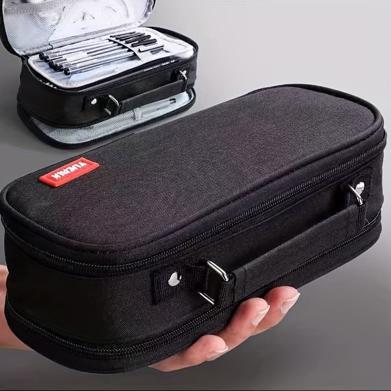 TEMU 1pc Large Capacity Pencil Case, Simple Pencil Storage Box For Middle And High School Students, Spacious Stationery Organizer