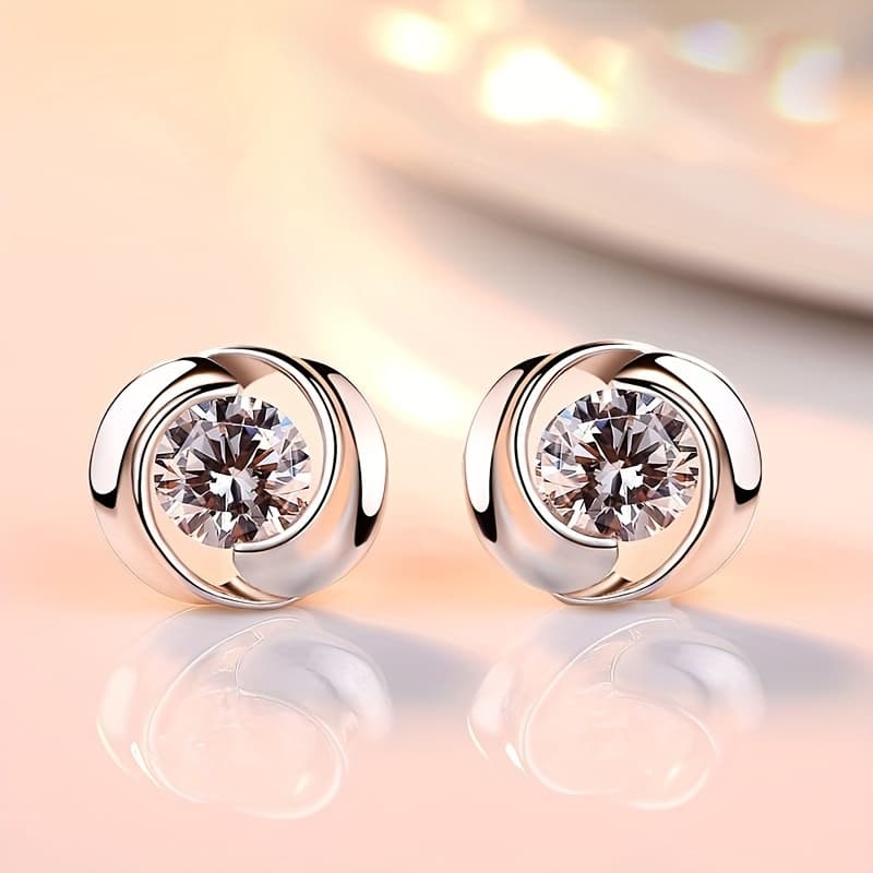 TEMU Elegant Zirconia Stud Earrings For Women - , Daily Casual Party Jewelry, Nickel-free Copper Posts, Ideal Gift, Everyday Earrings | Minimalist Earrings | Cubic Zirconia Earrings