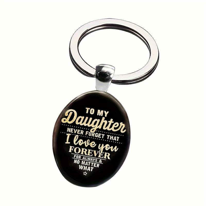 TEMU Memorial Love Keychain Gift 1pc/2pcs/4pcs Creative Fashion Text Oval Keychain Unisex Decoration Expressing Love For Daughter Keychain Memorial Gift For Birthday Party